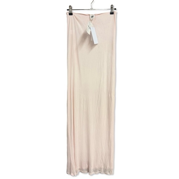 HELSA Sheer Knit Layered Maxi Skirt ballet pink sheer jersey As Is Revolve M - Picture 4 of 7